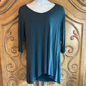 Blue A-line 3/4 cuffed Sleeve Tunic